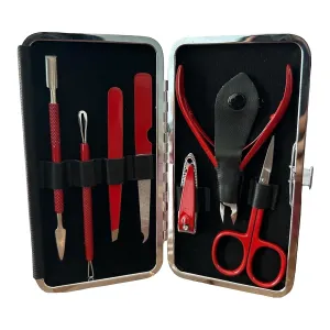 7 Piece Stainless Steel Nail Clippers Set, Professional Manicure and Pedicure Kit with Travel Case New Red Color