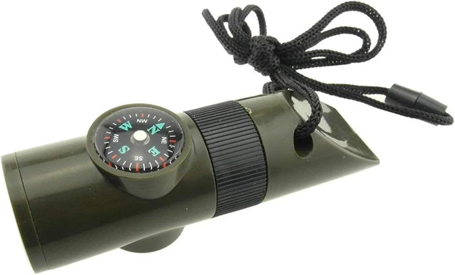 7in1 Emergency Survival Whistle Compass Multifunction Tool Magnifier Flashlight Storage Container Thermometer for Camping Hiking