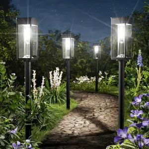 8 Pack Bright Solar Pathway Lights, IP65 Waterproof Outdoor Garden Path Lights, Solar Powered for Yard, Lawn, Walkway, Driveway Landscape Lighting (Cool White)