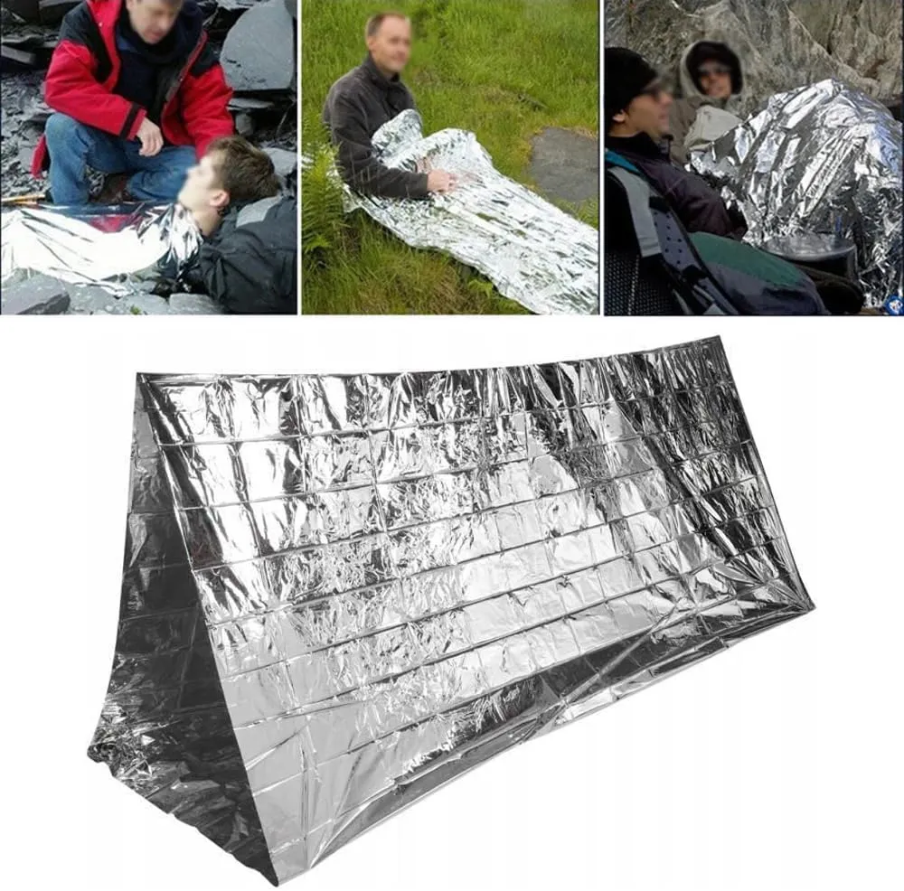 8 Pack Mylar Emergency Blanket, 55.1 x 82.6 Inch Double Sided Silver Cold Weather Insulated Blankets, Survival Gear and Supplies for First Aid, Hiking, Shelter Bags