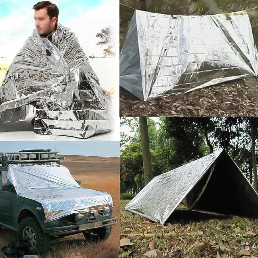 8 Pack Mylar Emergency Blanket, 55.1 x 82.6 Inch Double Sided Silver Cold Weather Insulated Blankets, Survival Gear and Supplies for First Aid, Hiking, Shelter Bags