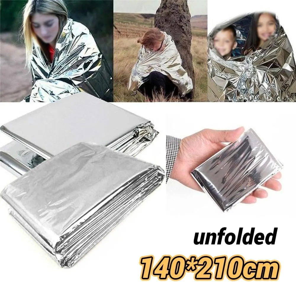 8 Pack Mylar Emergency Blanket, 55.1 x 82.6 Inch Double Sided Silver Cold Weather Insulated Blankets, Survival Gear and Supplies for First Aid, Hiking, Shelter Bags