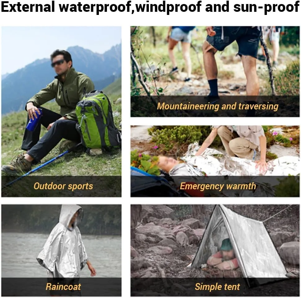 8 Pack Mylar Emergency Blanket, 55.1 x 82.6 Inch Double Sided Silver Cold Weather Insulated Blankets, Survival Gear and Supplies for First Aid, Hiking, Shelter Bags