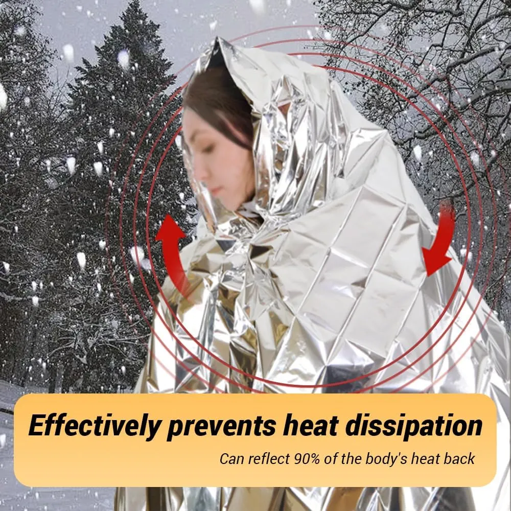 8 Pack Mylar Emergency Blanket, 55.1 x 82.6 Inch Double Sided Silver Cold Weather Insulated Blankets, Survival Gear and Supplies for First Aid, Hiking, Shelter Bags