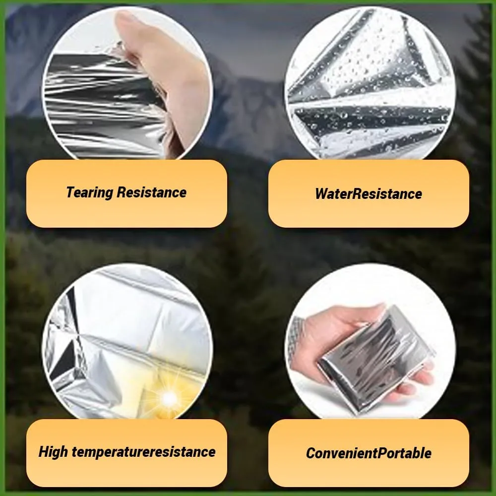 8 Pack Mylar Emergency Blanket, 55.1 x 82.6 Inch Double Sided Silver Cold Weather Insulated Blankets, Survival Gear and Supplies for First Aid, Hiking, Shelter Bags