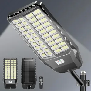 9000W Pro Large Solar Street Lights Outdoor with Thickened Shell, Commercial Grade Street Light Dusk to Dawn, Solar Lights Outdoor with Motion Sensor and Remote Control for Yard,Patio 1 Pack