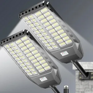 9000W Pro Large Solar Street Lights Outdoor with Thickened Shell, Commercial Grade Street Light Dusk to Dawn, Solar Lights Outdoor with Motion Sensor and Remote Control for Yard,Patio 2PACK