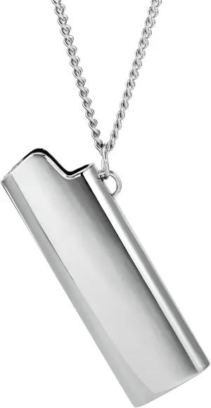 925 Sterling Silver Firestarter Necklace For Men Women, 18K Yellow Gold Hip Hop Colored Lighter Case Pendant Necklace For Men Rapper, With Long Rope Chain Goth Jewelry