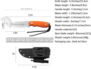 9.3" Fixed Blade Knives, with Fire Starter and Kydex Sheath,Knives for Men,Bushcraft for Outdoor, Hunting, Fishing