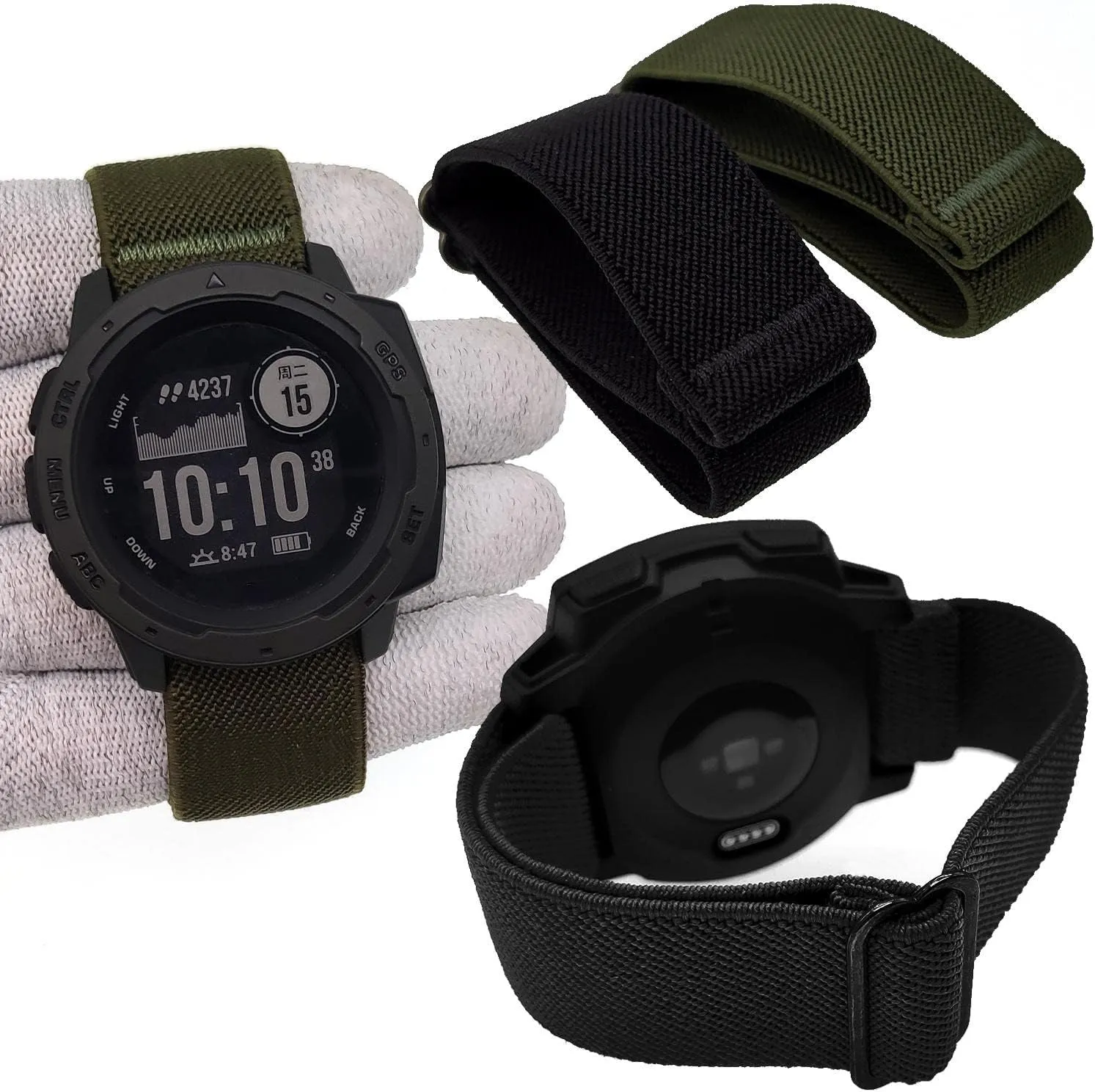 Abanen 22mm Elastic Watch Bands for Garmin Instinct 3 45mm / 2 Solar, Soft Stretchy Nylon Ultra-light Wristband Strap for Instinct E 45mm / Crossover Solar