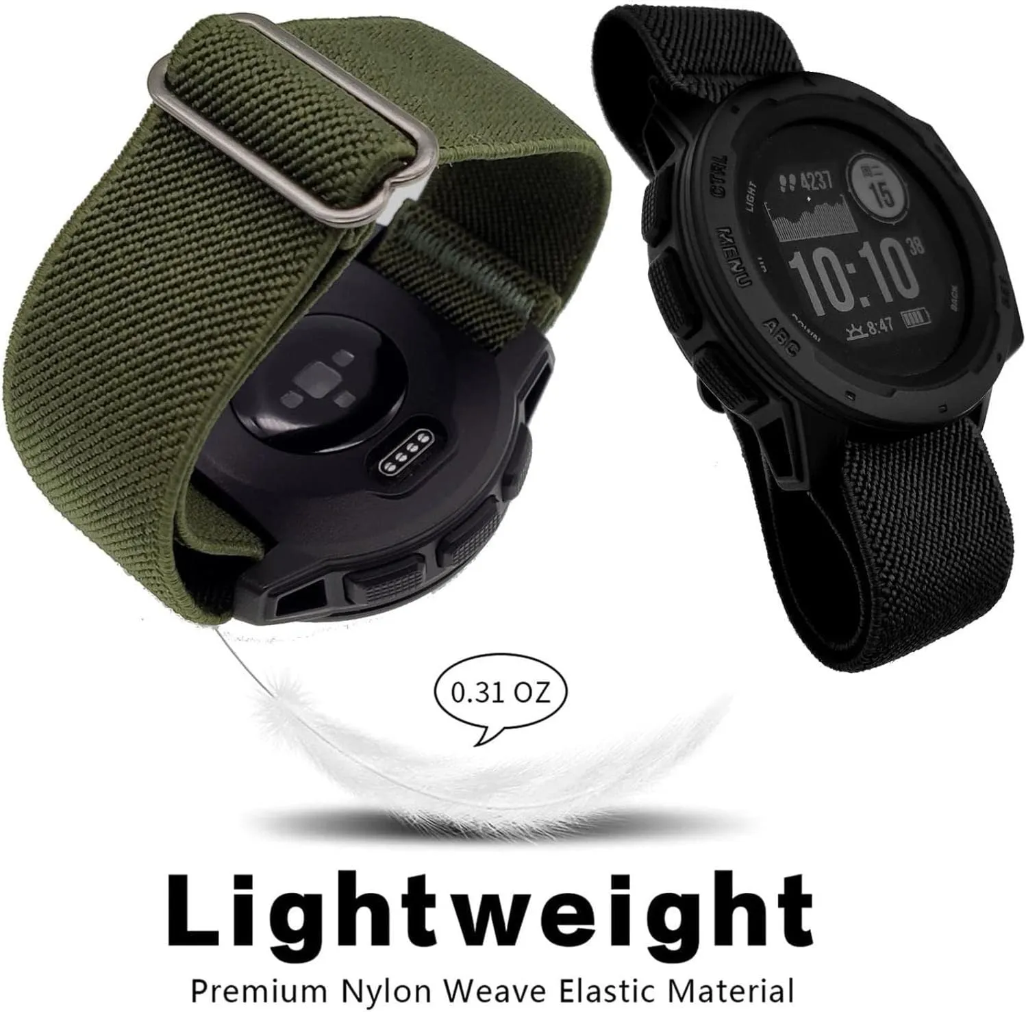 Abanen 22mm Elastic Watch Bands for Garmin Instinct 3 45mm / 2 Solar, Soft Stretchy Nylon Ultra-light Wristband Strap for Instinct E 45mm / Crossover Solar