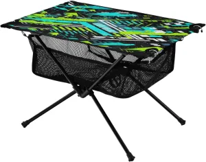 Abstract Green and Blue Geometric Pattern Portable Camping Table,Outdoor Folding Table,Beach Table,Suitable for Camping,Hiking,Picnic
