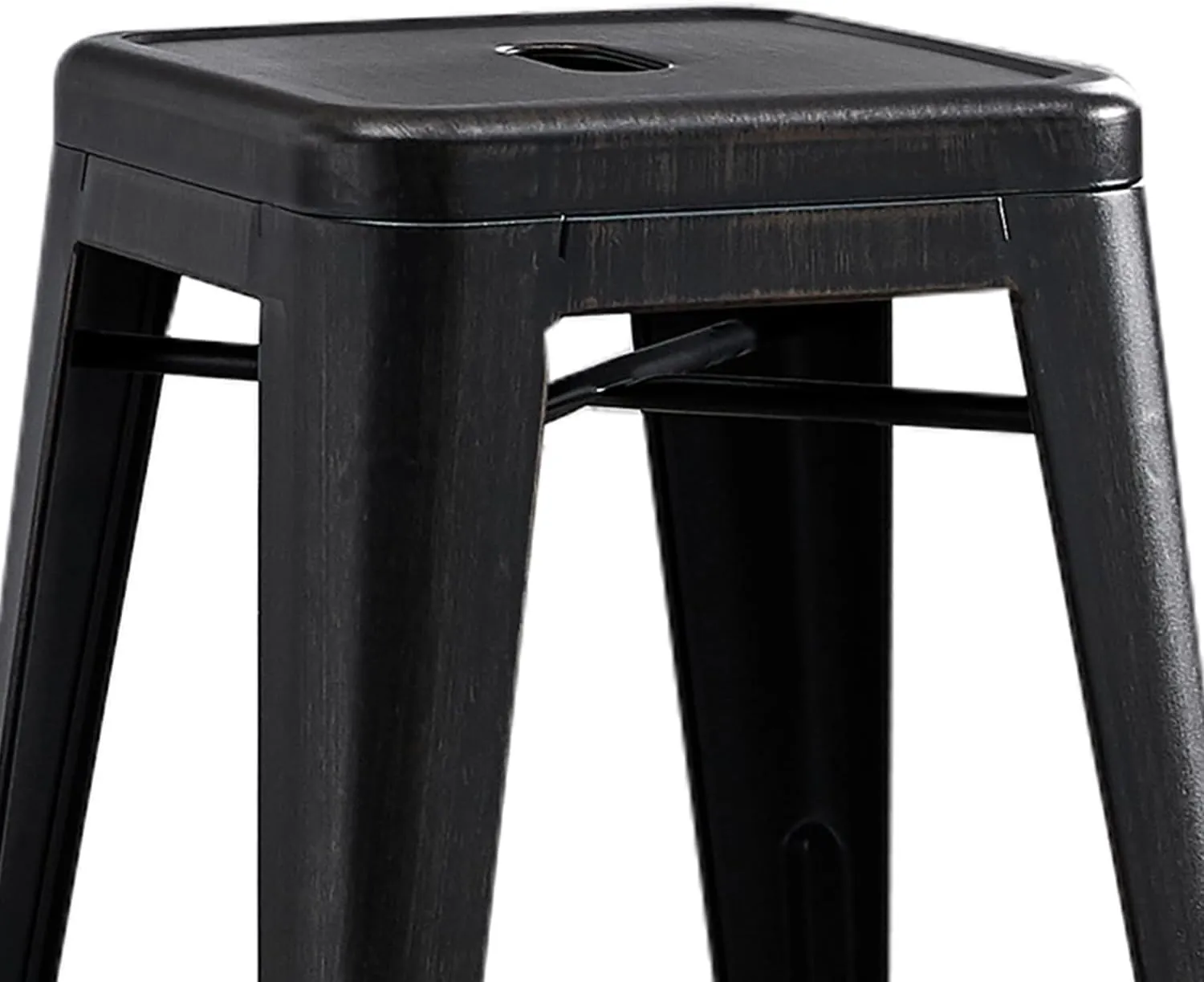 AC Pacific 24” Metal Backless Barstool Set of 2 – Country Rustic Style, Lightweight & Sturdy Build, Easy Assembly – Distressed Black Finish