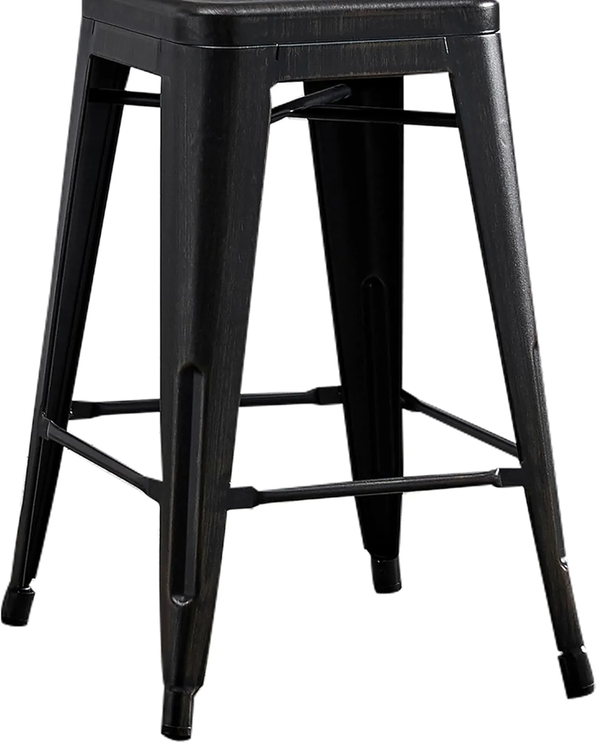 AC Pacific 24” Metal Backless Barstool Set of 2 – Country Rustic Style, Lightweight & Sturdy Build, Easy Assembly – Distressed Black Finish