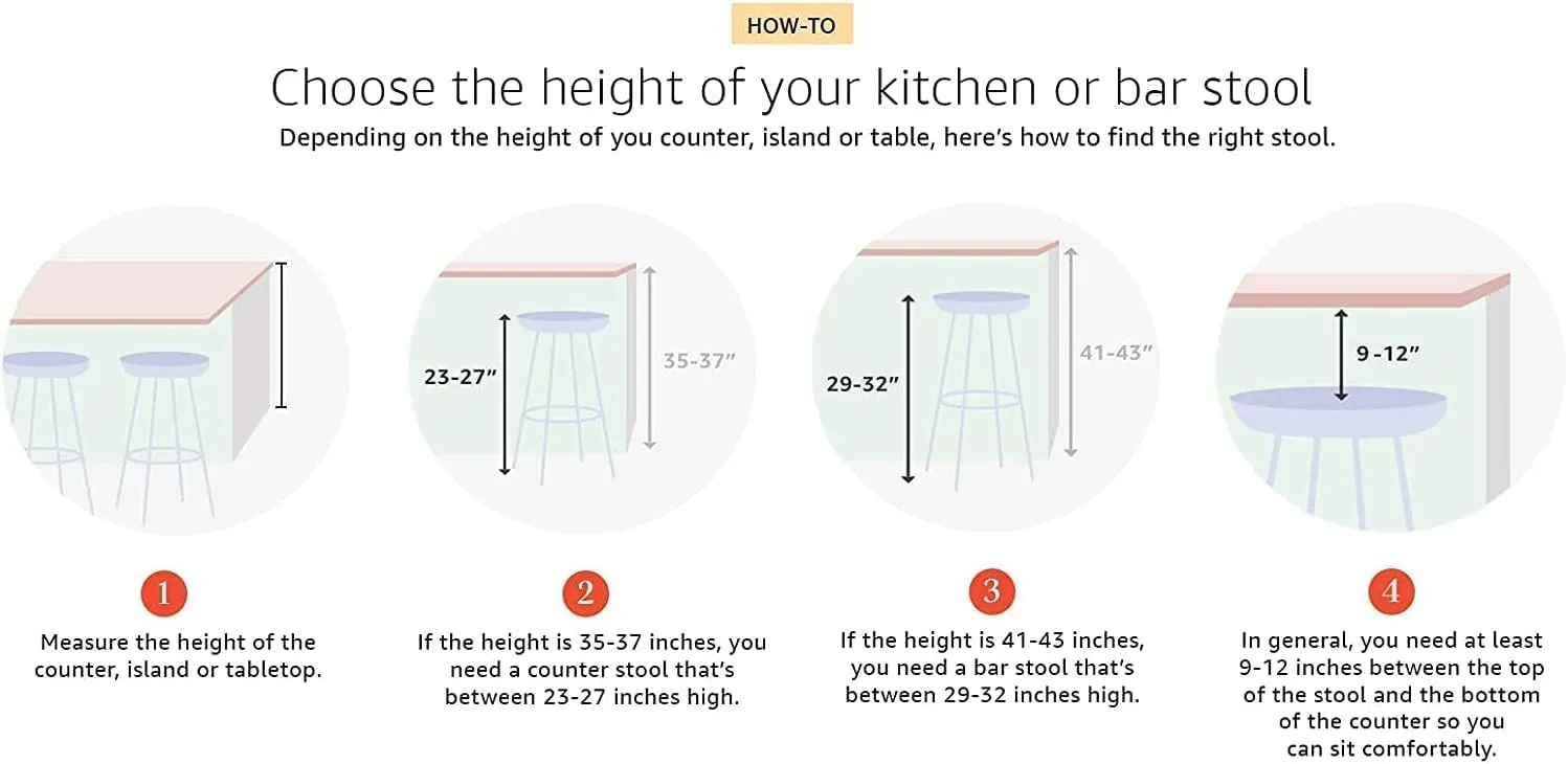 AC Pacific 24” Metal Backless Barstool Set of 2 – Country Rustic Style, Lightweight & Sturdy Build, Easy Assembly – Distressed Snow White