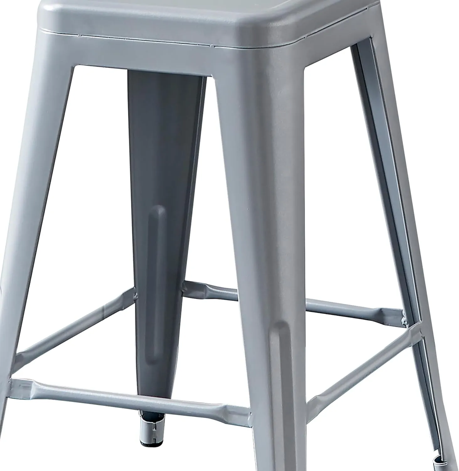 AC Pacific 24” Metal Backless Barstool Set of 2 – Country Rustic Style, Lightweight & Sturdy Build, Easy Assembly – Silver