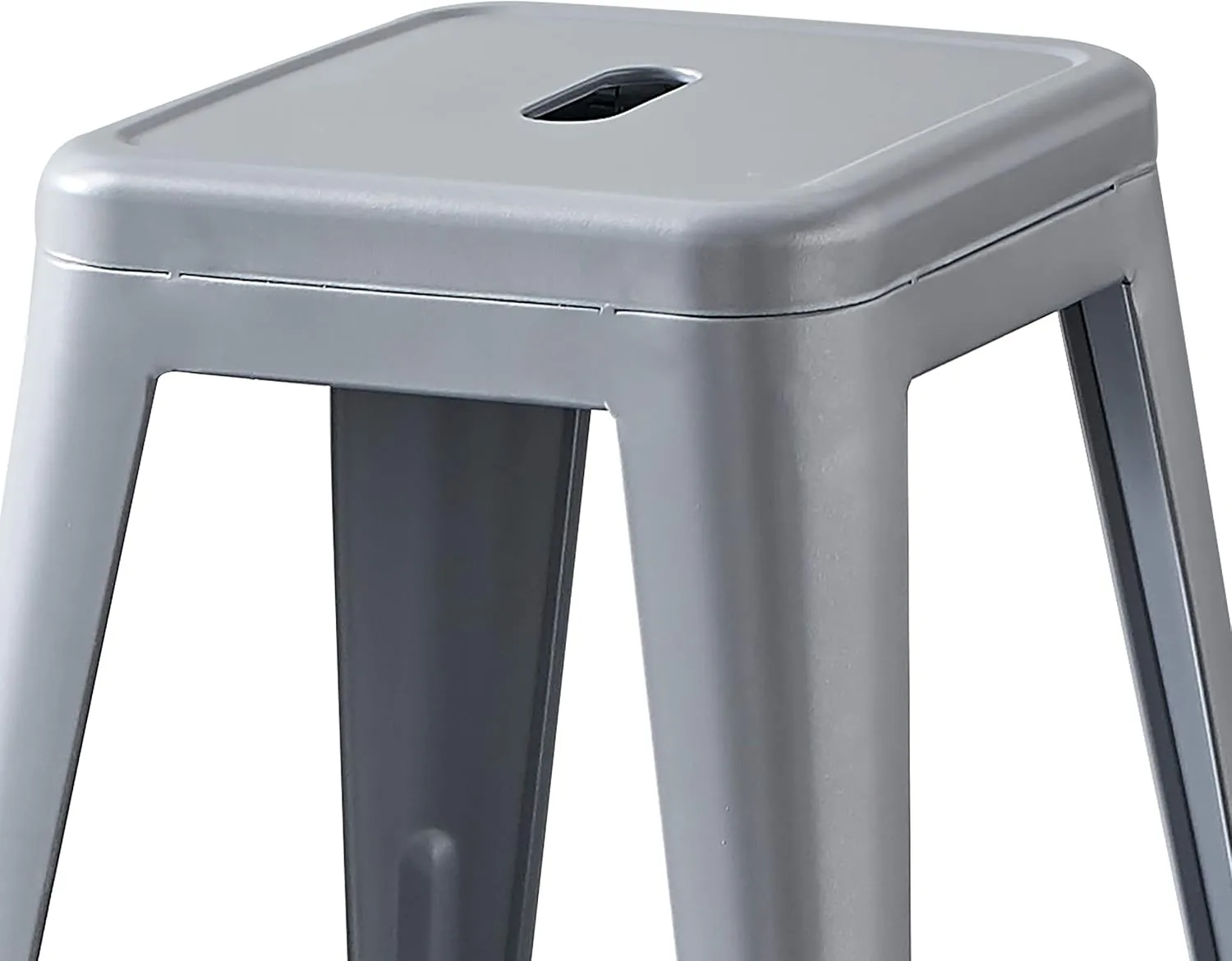 AC Pacific 24” Metal Backless Barstool Set of 2 – Country Rustic Style, Lightweight & Sturdy Build, Easy Assembly – Silver
