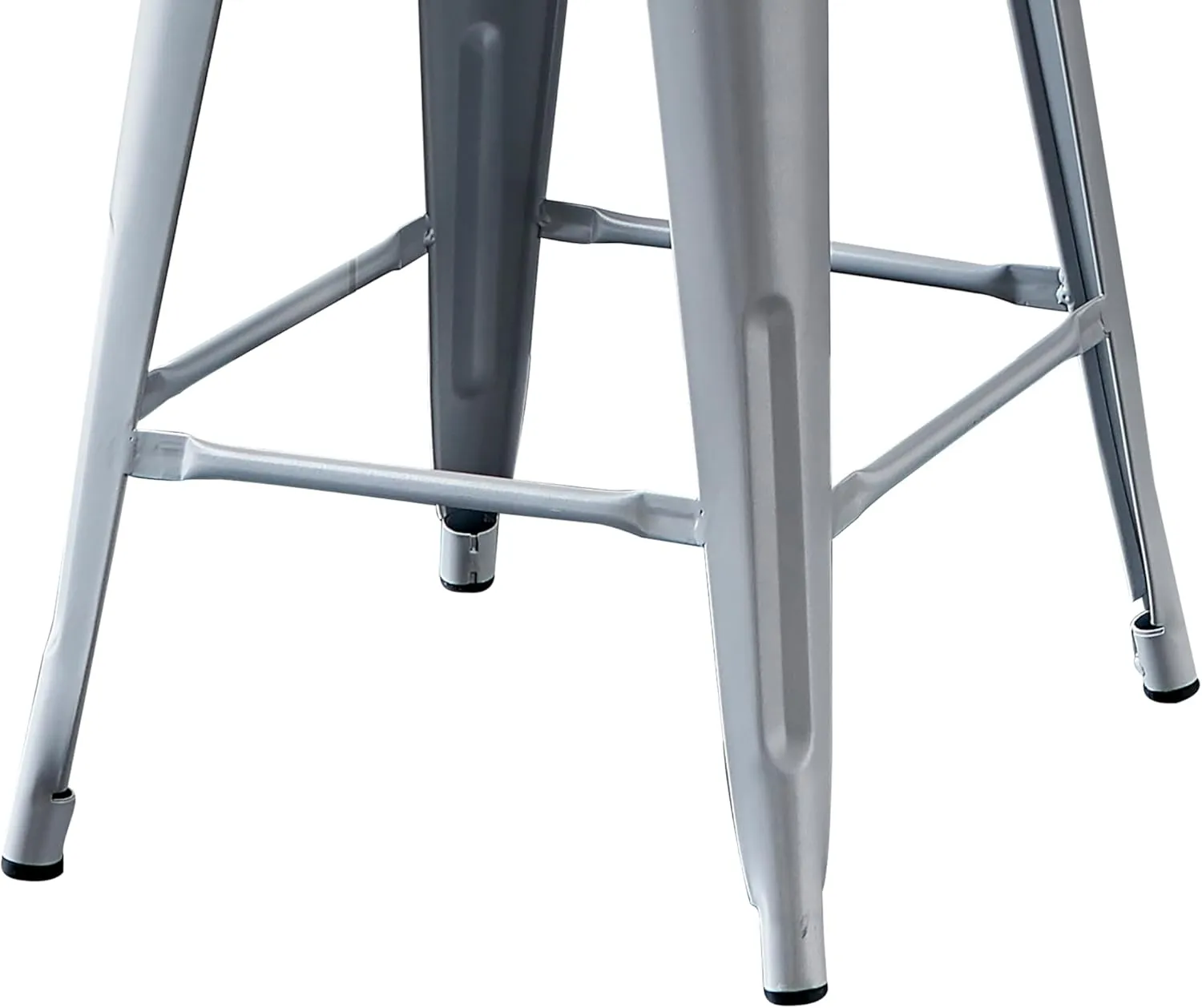 AC Pacific 24” Metal Backless Barstool Set of 2 – Country Rustic Style, Lightweight & Sturdy Build, Easy Assembly – Silver