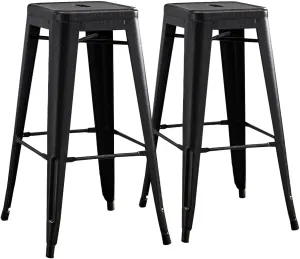 AC Pacific 30” Metal Backless Barstool Set of 2 – Country Rustic Style, Lightweight & Sturdy Build, Easy Assembly – Midnight