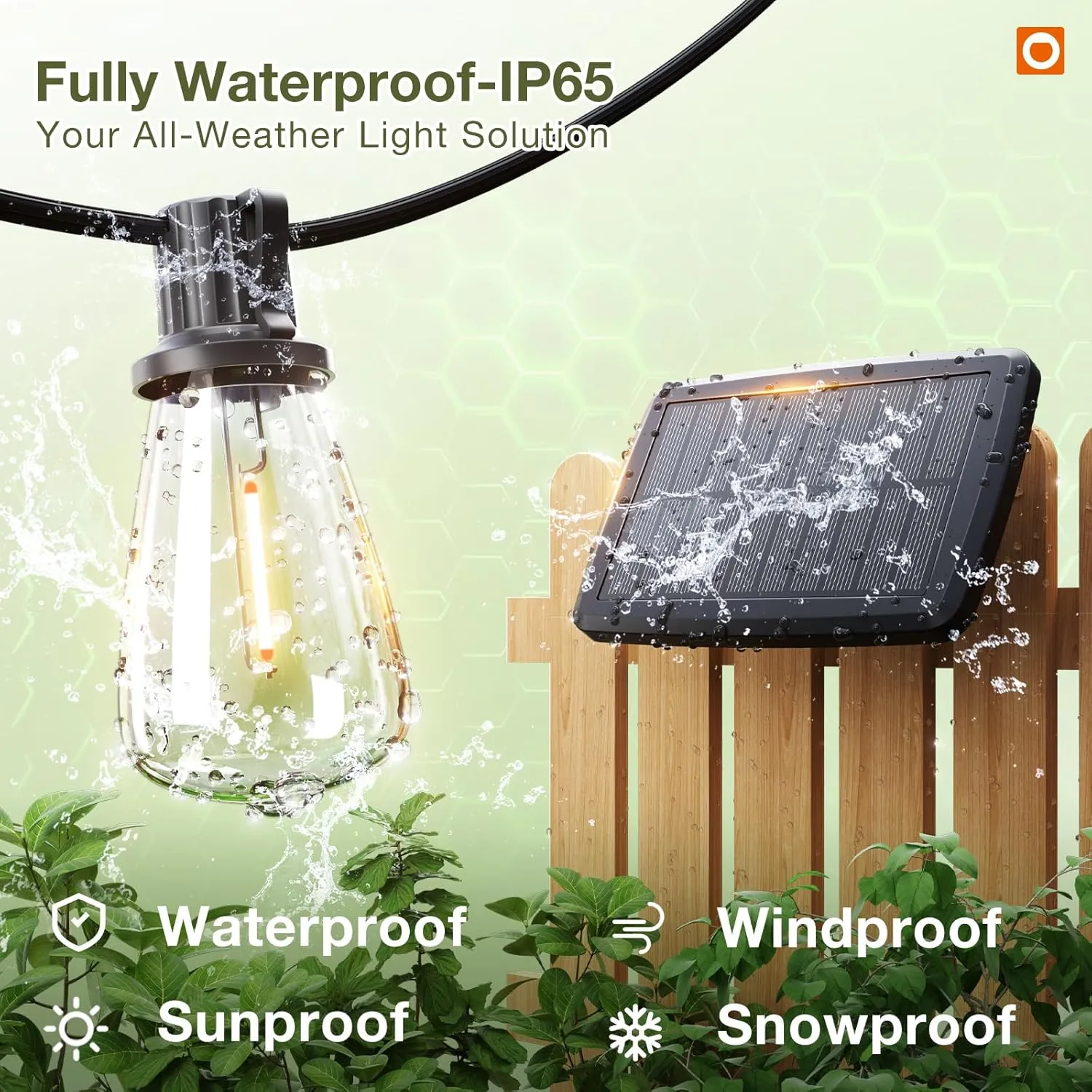addlon 54(48 6) FT Solar String Lights Waterproof,Patio Lights Solar Powered with Remote & USB Port 15 1 LED Shatterproof Bulbs 3 Light Modes, Dimmable Solar Light for Camping Backyard Garden