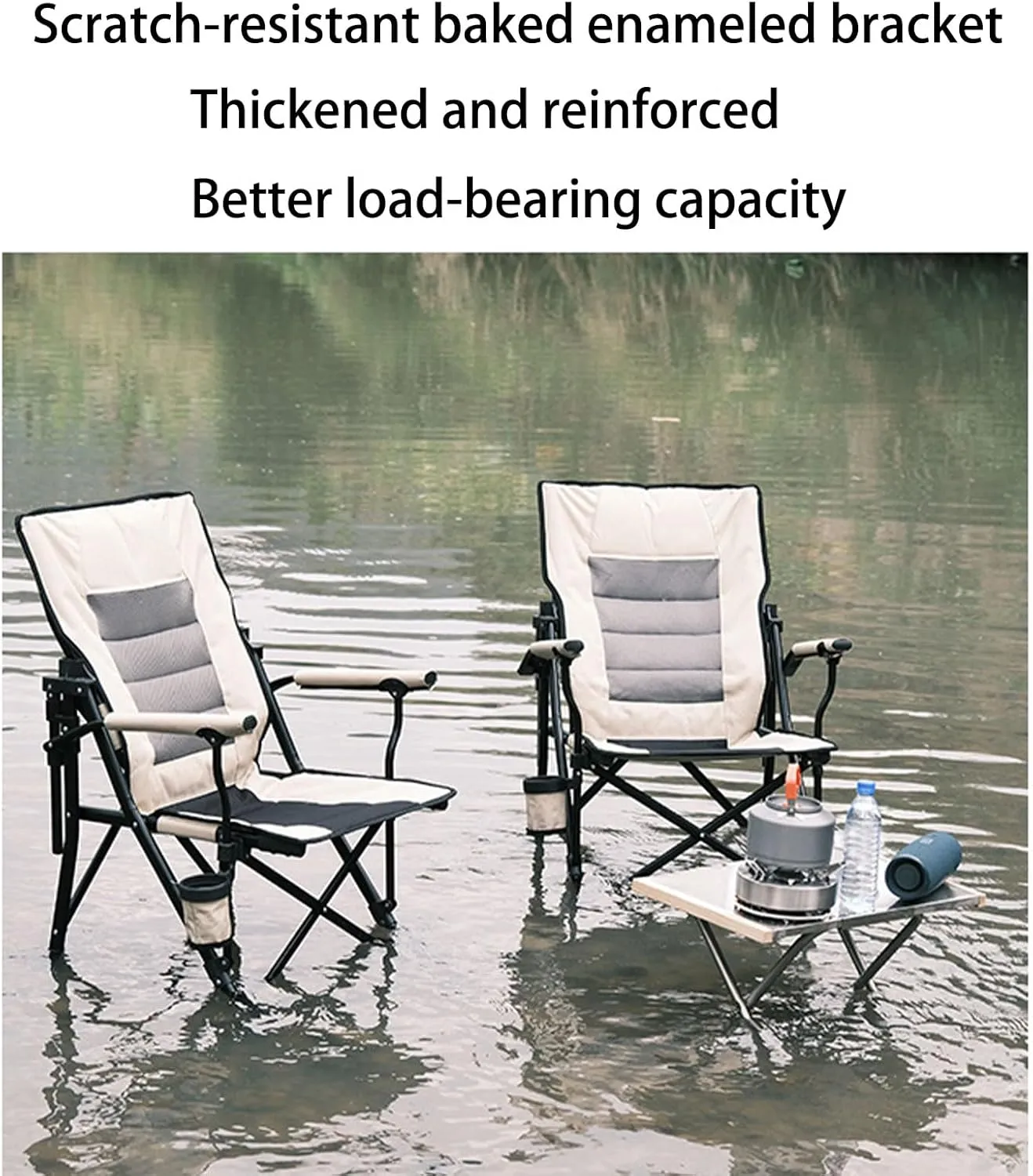 Adult Camping Chair Heavy Duty Folding Chair That Can Hold Up to 350 lbs, Comfortable Lawn Chair with Full Padding Backrest with Storage Bag Suitable for Outdoor Camping Fishing