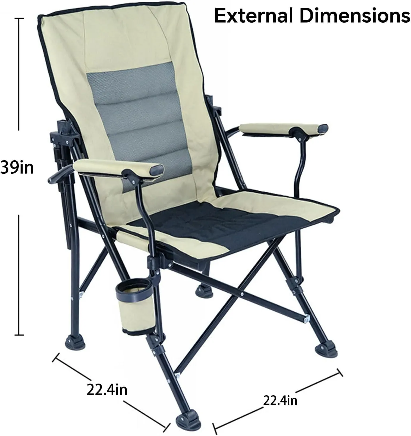 Adult Camping Chair Heavy Duty Folding Chair That Can Hold Up to 350 lbs, Comfortable Lawn Chair with Full Padding Backrest with Storage Bag Suitable for Outdoor Camping Fishing