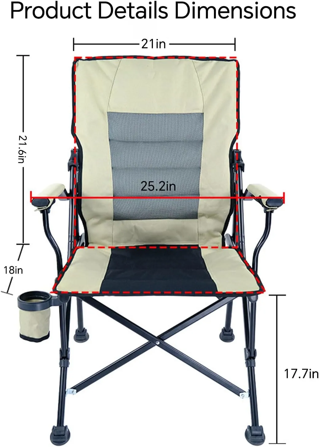 Adult Camping Chair Heavy Duty Folding Chair That Can Hold Up to 350 lbs, Comfortable Lawn Chair with Full Padding Backrest with Storage Bag Suitable for Outdoor Camping Fishing