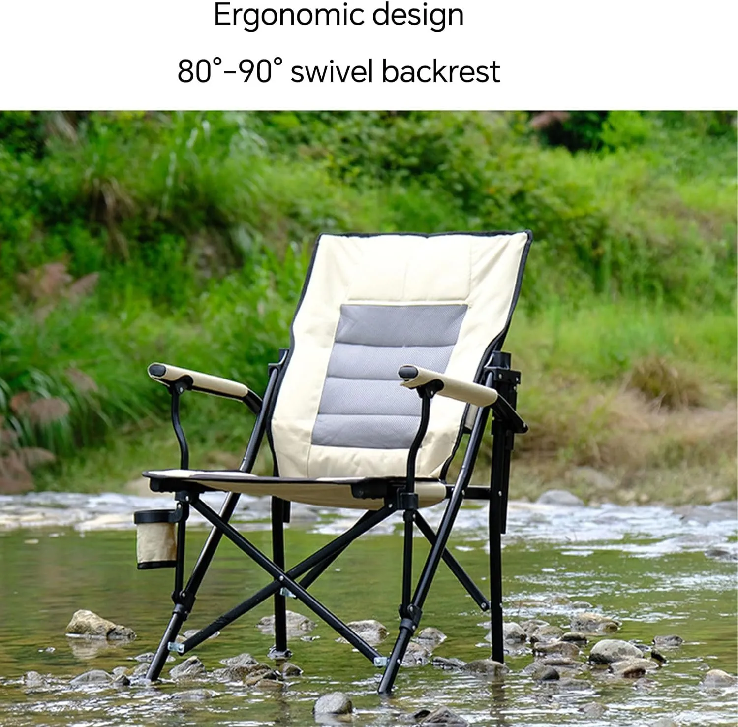 Adult Camping Chair Heavy Duty Folding Chair That Can Hold Up to 350 lbs, Comfortable Lawn Chair with Full Padding Backrest with Storage Bag Suitable for Outdoor Camping Fishing