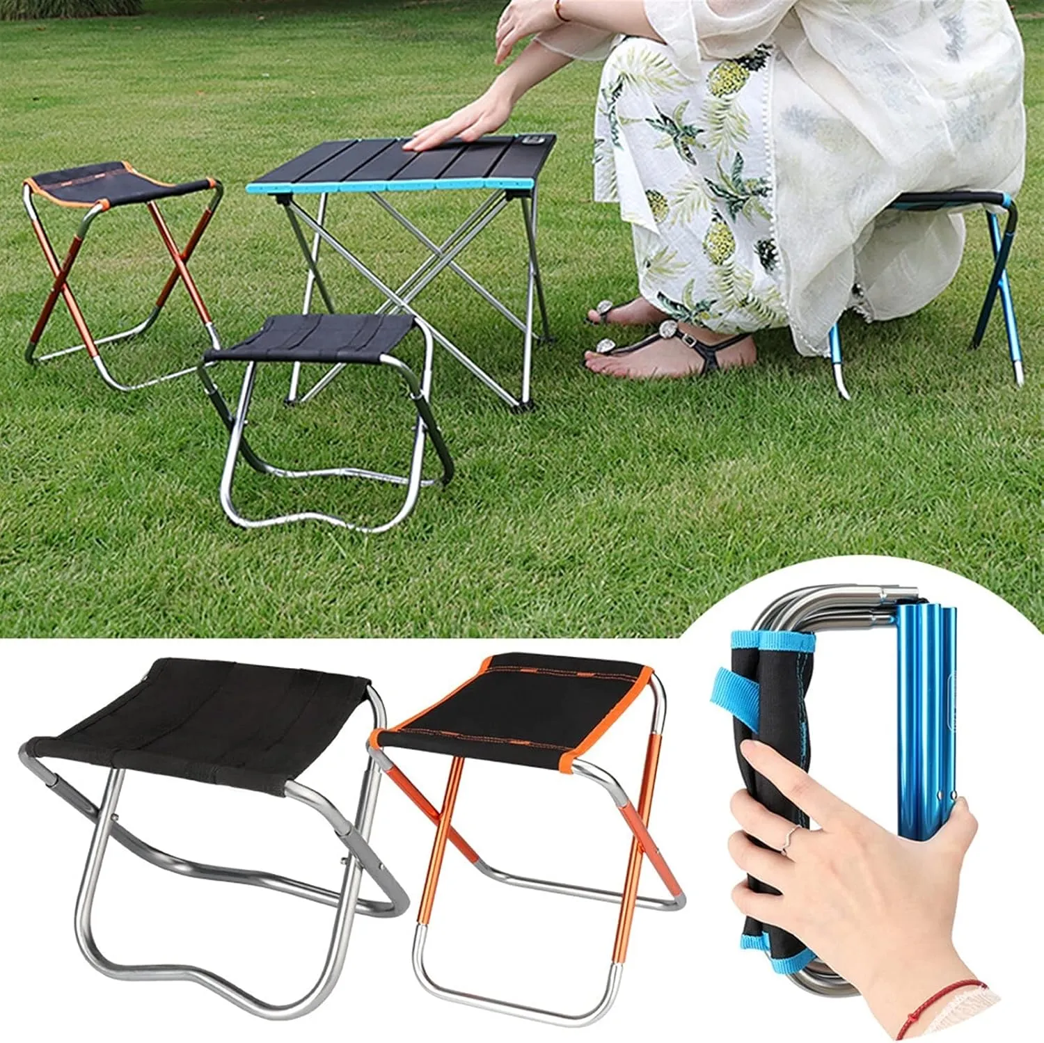 AISHANBAIHUODIAN Fishing Folding Stool Portable Lightweight Fishing Camping Picnic Folding Chair Oxford Cloth Portable Camping Chair (Color : 1)