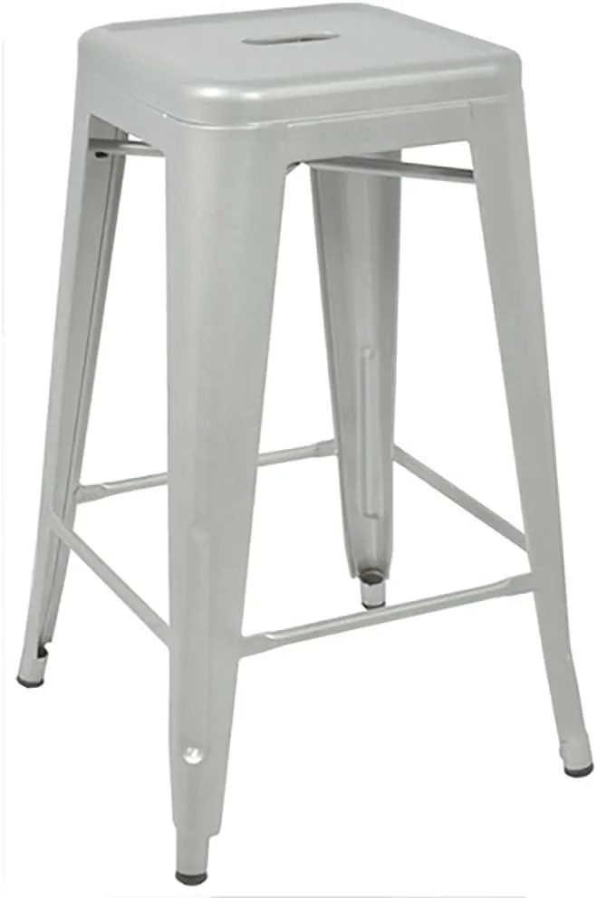 Ajax 24" Contemporary Steel Tolix-Style Barstool - Matte Silver