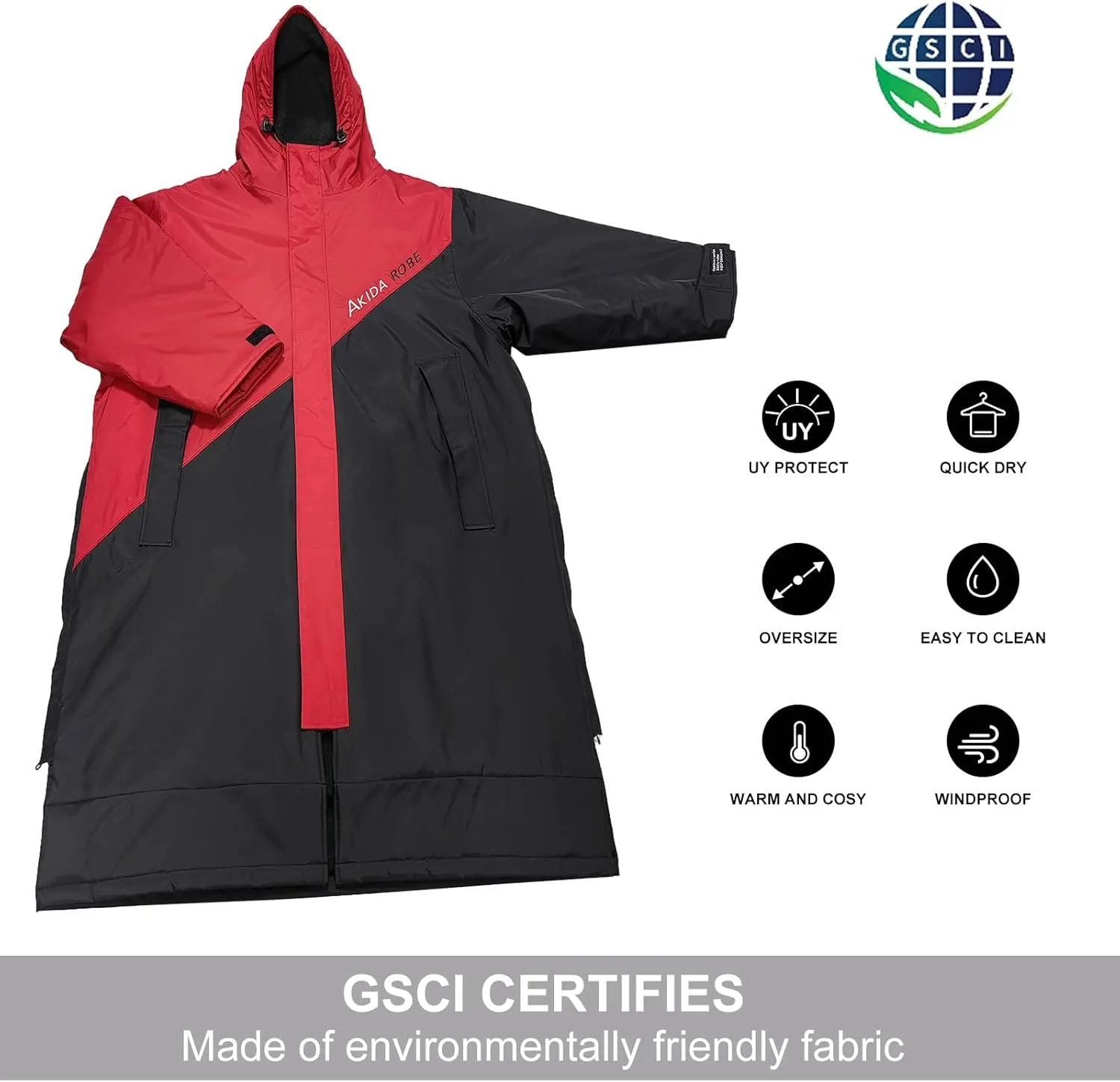 Akida Adult Oversized Changing Robe/Swim Parka,Waterproof Surf Poncho Warm Jacket,Quick Dry Wetsuit Changing Towel.