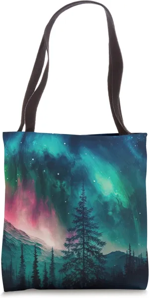Alaska Northern Lights in the Forest Tote Bag