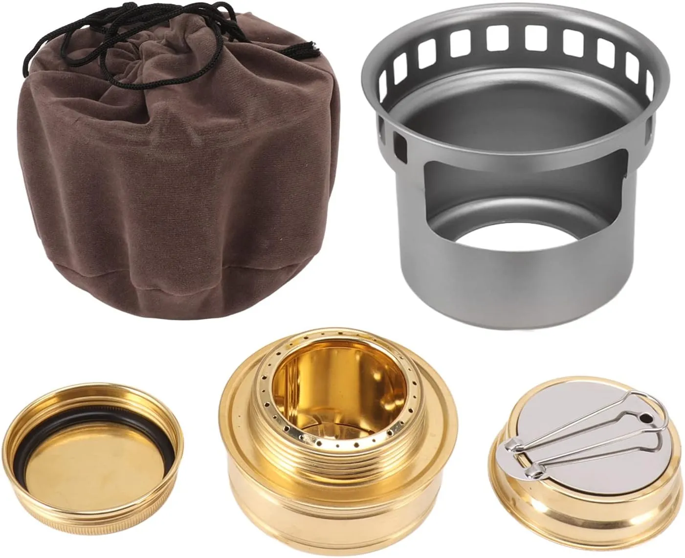 Alcohol Stove, Windproof Portable Alcohol Backpacking Stove with Extended Handle, Hollow Ventilation Bracket, for Camping Hiking and Picnic