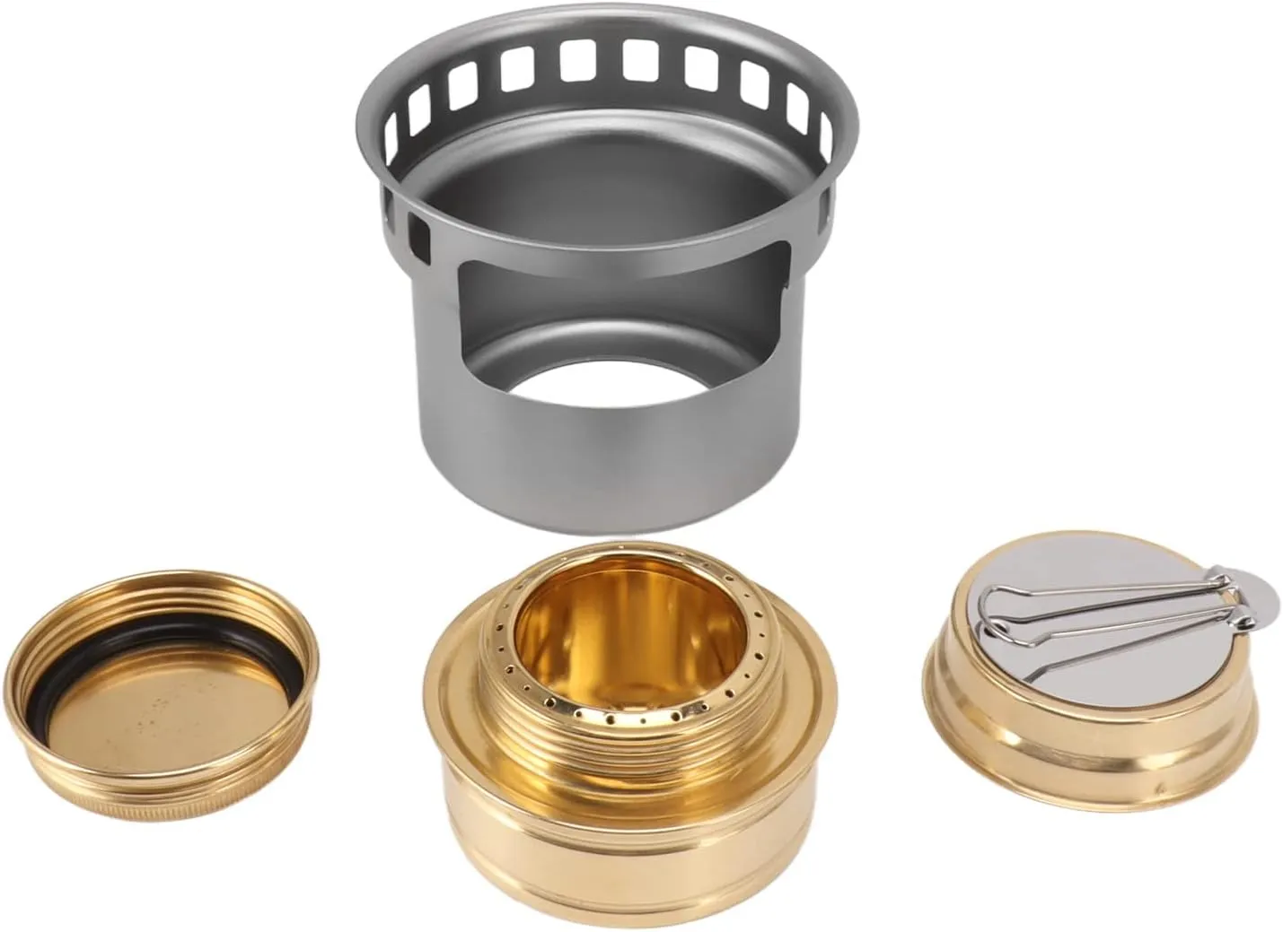 Alcohol Stove, Windproof Portable Alcohol Backpacking Stove with Extended Handle, Hollow Ventilation Bracket, for Camping Hiking and Picnic