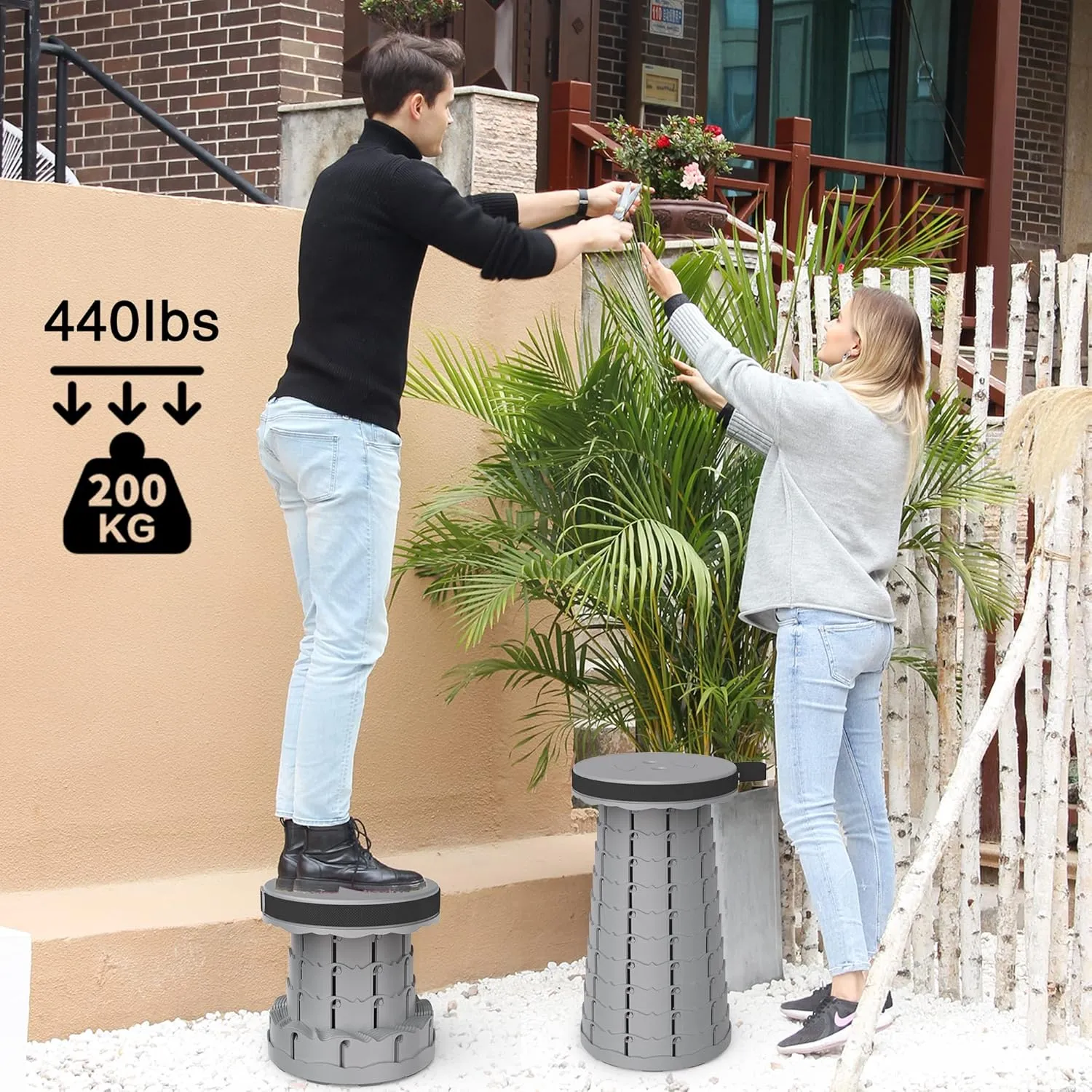 ALEVMOOM Portable Telescoping Stool Collapsible Stool with Cushion & Bag, Retractable Folding Stool for Adults Foldable Seat Sturdy Capacity 440 lbs for Camping Fishing Hiking BBQ