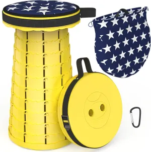 ALEVMOOM Upgraded Folding Stool Portable Telescoping Stool with Seat Cushion & Bag, Collapsible Retractable Camping Stool for Adults More Lightweight Yet Sturdy Seat for Outdoor Fishing Hiking