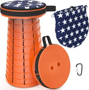 ALEVMOOM Upgraded Retractable Folding Stool Camping Stool, Collapsible Telescoping Stool for Adults, Lightweight Yet More Sturdy, Folding Seats for Camping Fishing Hiking Outdoor