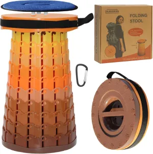 ALEVMOOM Upgraded XXL Telescoping Stool with Cushion,Taller 50cm Wider 30cm Collapsible More Sturdy Capacity 1000Lbs,Portable Camping Adjustable Stool for Garden Fishing Hiking Mountain BBQ (Fire)
