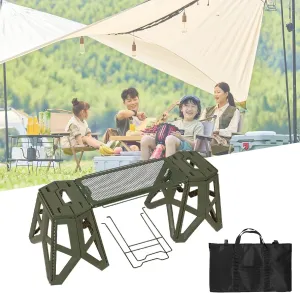 All in One Foldable Camp Desk & Seat, Weather-Resistant Outdoor Gear for Fishing BBQ Family Outdoor Activities(Army Green,Stool 2 Table 1)