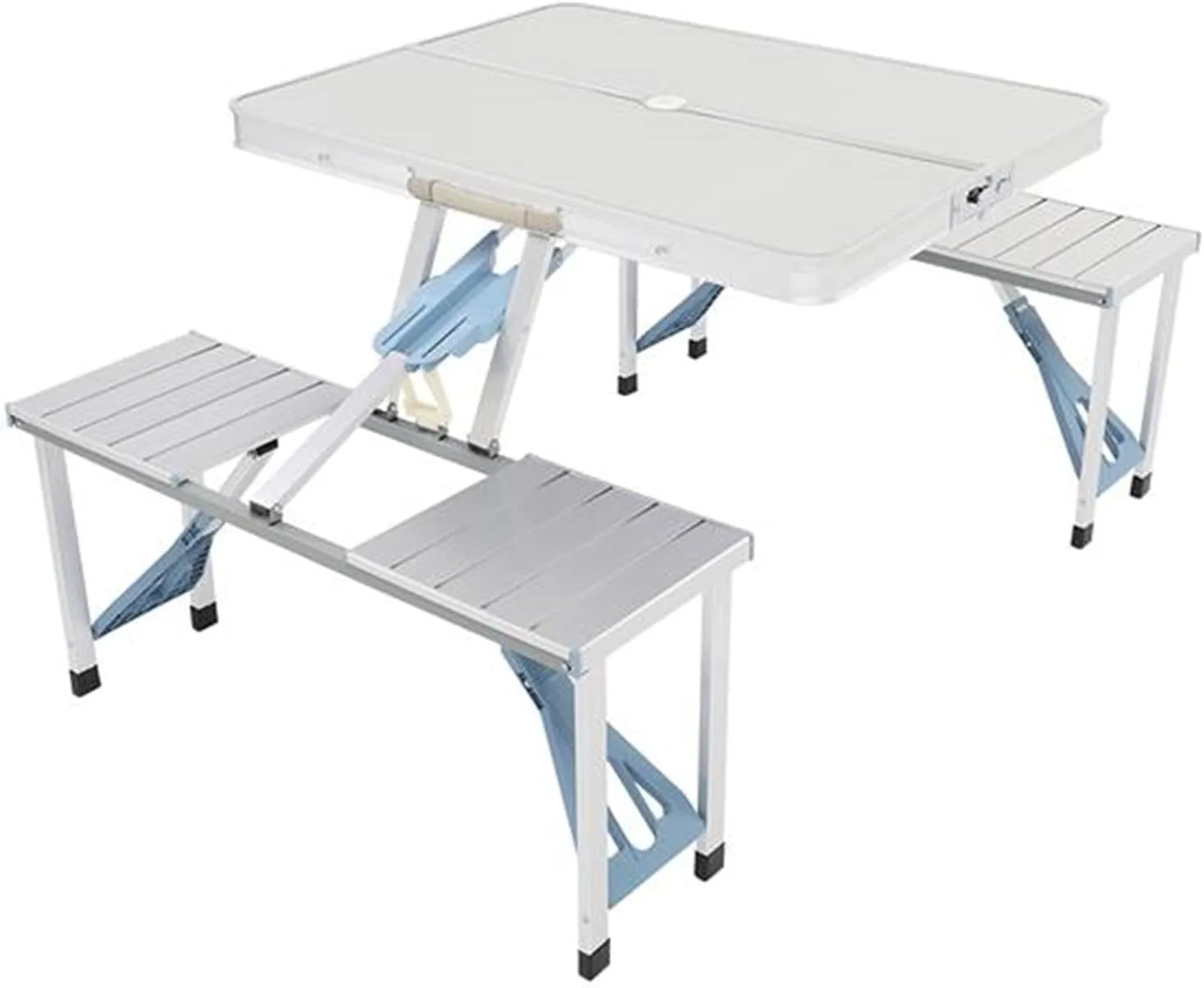 All-in-one folding table and chair portable camping table and chair/picnic table and chair set aluminum alloy suitable for family gatherings and outdoor activities Foldable for easy transportation