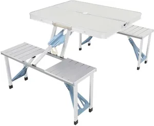 All-in-one folding table and chair portable camping table and chair/picnic table and chair set aluminum alloy suitable for family gatherings and outdoor activities Foldable for easy transportation