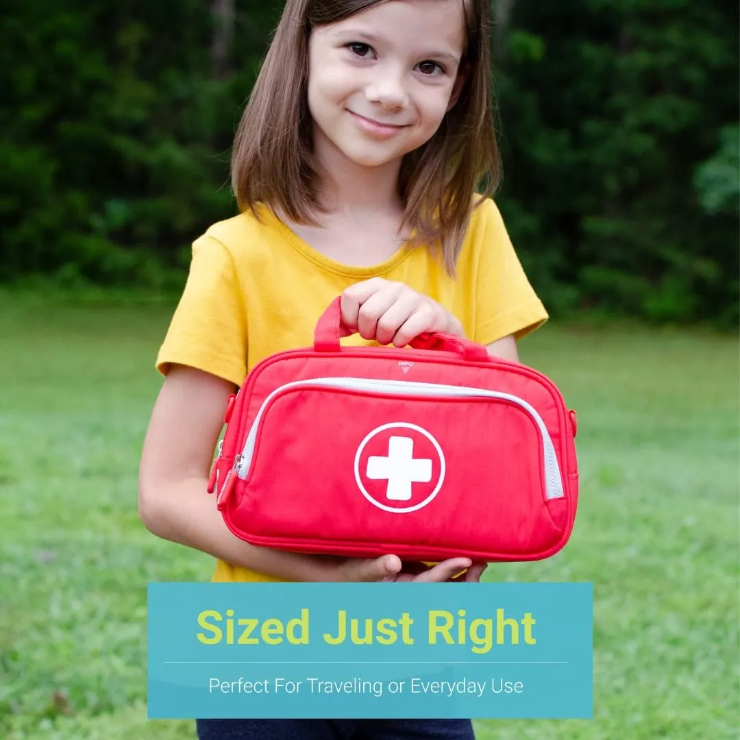 AllerMates Family Travel Essentials First Aid Empty Supplies Bag - Medicine Carry Case for Epi Pen, Insulin, Pill Bottle, Diabetic Aids, Asthma Spacer, Auvi Q, Allergy and Emergency Needs. (Blaze Red)