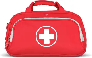 AllerMates Family Travel Essentials First Aid Empty Supplies Bag - Medicine Carry Case for Epi Pen, Insulin, Pill Bottle, Diabetic Aids, Asthma Spacer, Auvi Q, Allergy and Emergency Needs. (Blaze Red)