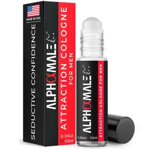 AlphaMale Attraction Cologne for Men - Long-Lasting Compact Roll-On Infused Oil-Based Cologne - Perfume to Attract Women - 0.34 oz (10 mL)