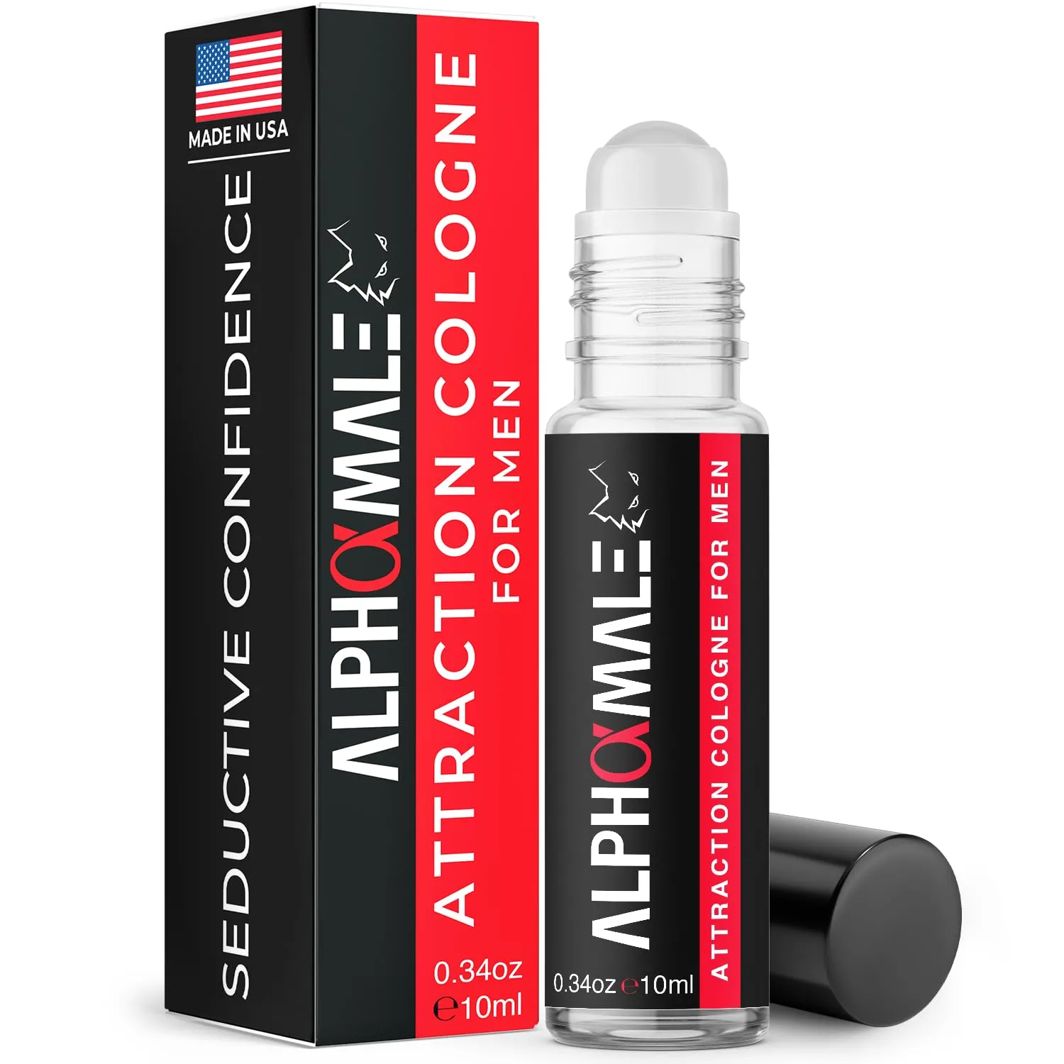 AlphaMale Attraction Cologne for Men - Long-Lasting Compact Roll-On Infused Oil-Based Cologne - Perfume to Attract Women - 0.34 oz (10 mL)