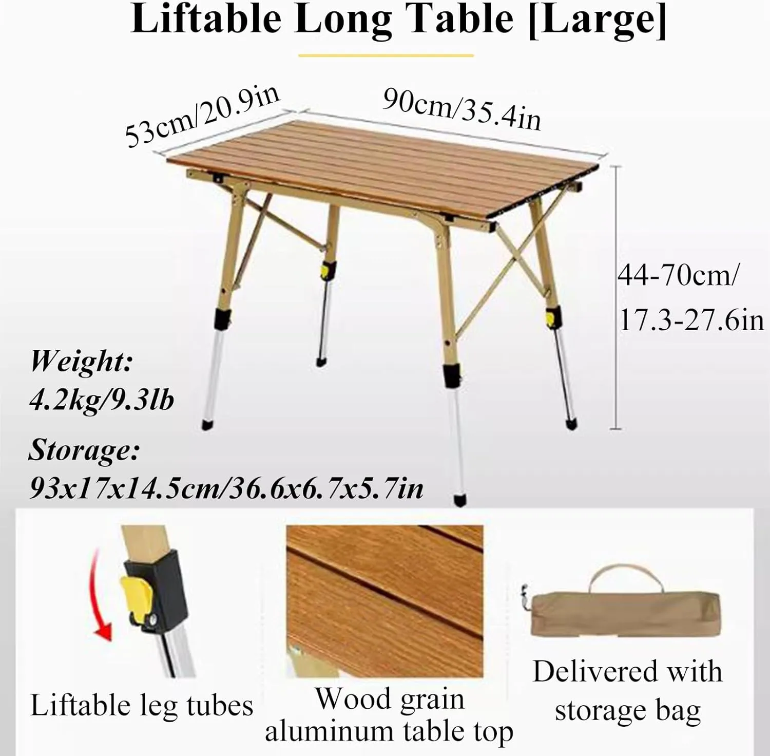 Aluminum Alloy Camping Table Folding Picnic Tables Ultralight Compact Camping Table Roll Up Table Top for Camping Hiking
