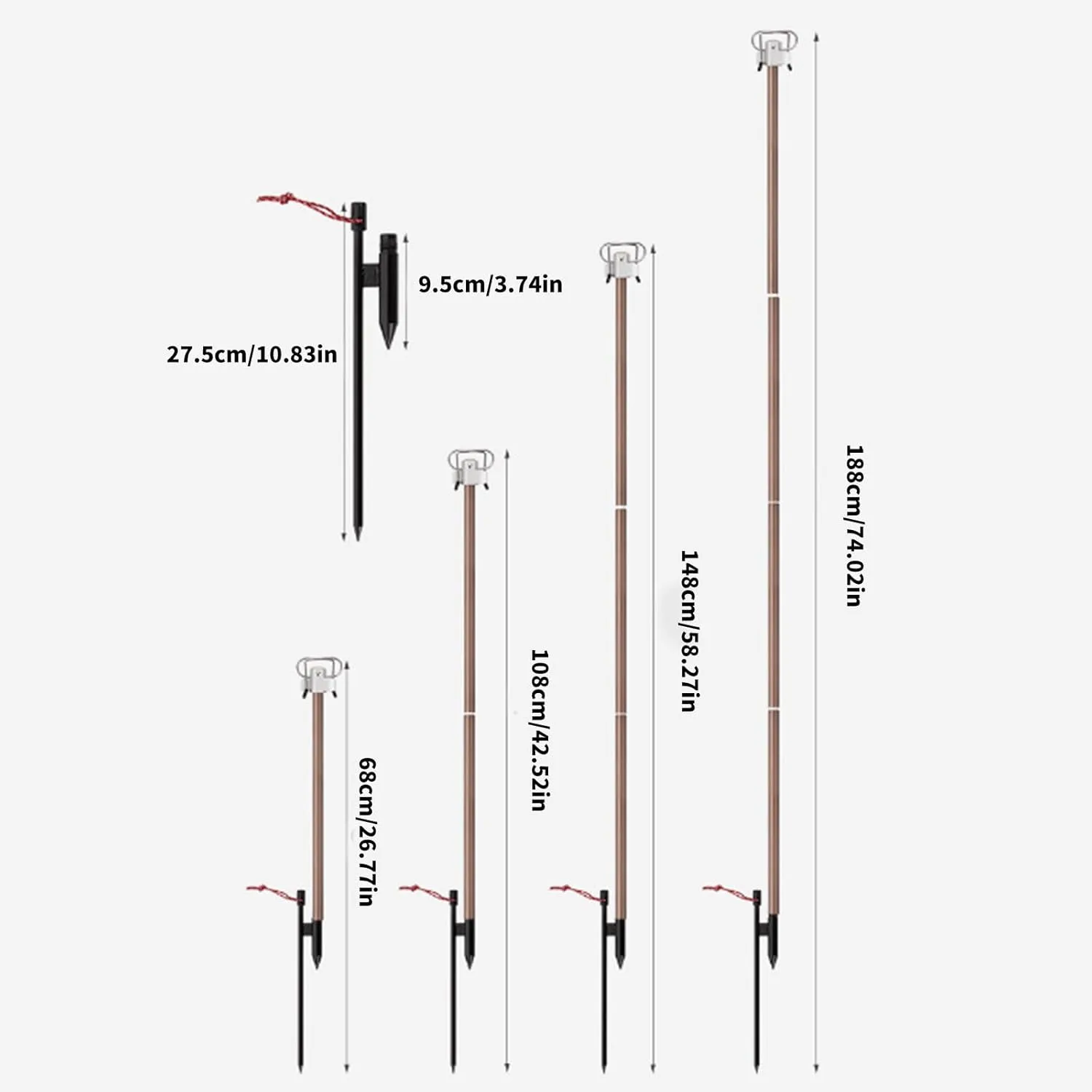 Aluminum Camping Lamp Stand Outdoor Lamp Rod Post Hanging Tent Light Holder Rack Light Hook Stand For Camping Traveling
