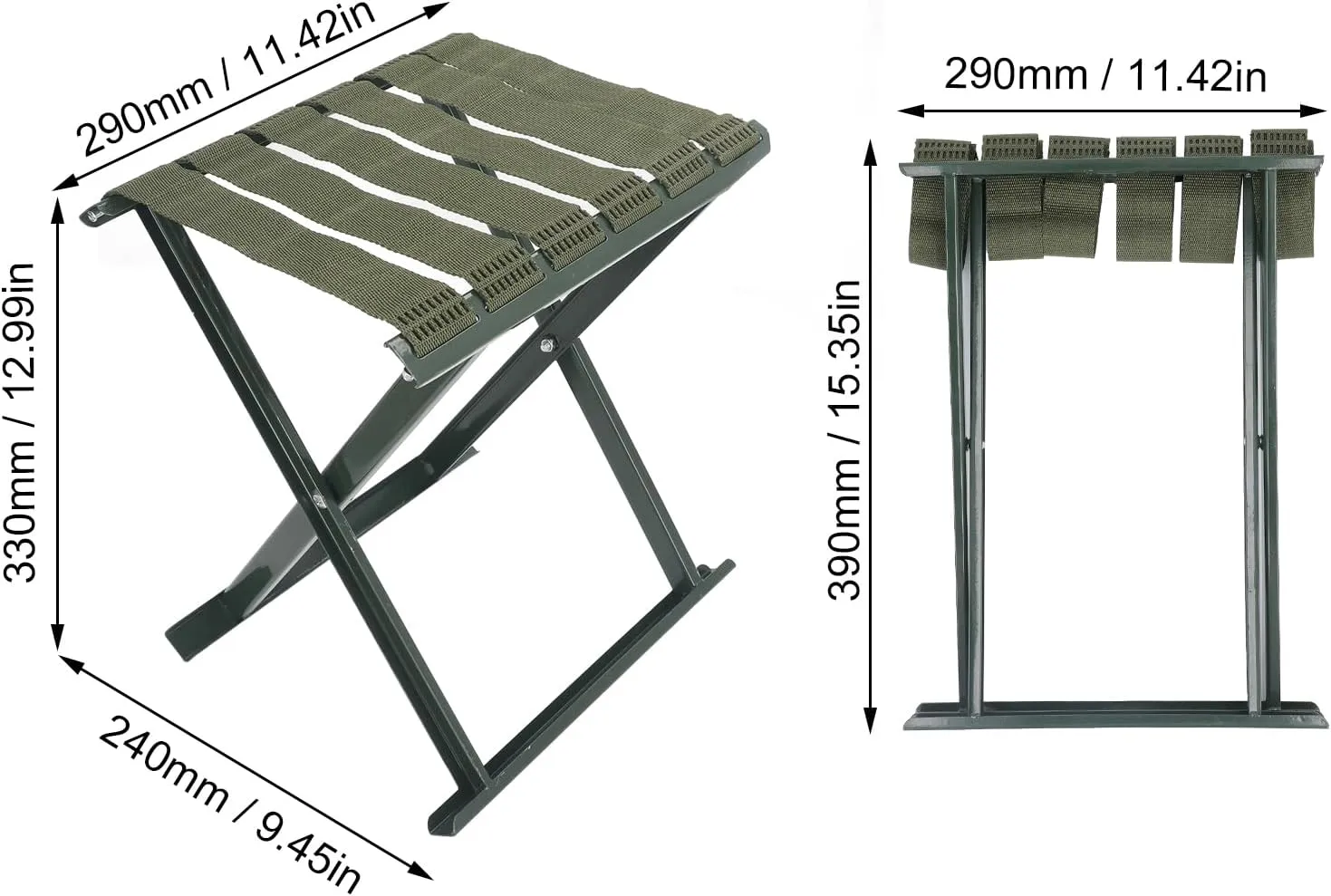 AMAKO Outdoor Folding Stool, Heavy Duty 60KG Capacity, Portable Camping Chair for Hiking Fishing, Carbon Steel Frame and 600D Fabric (A)