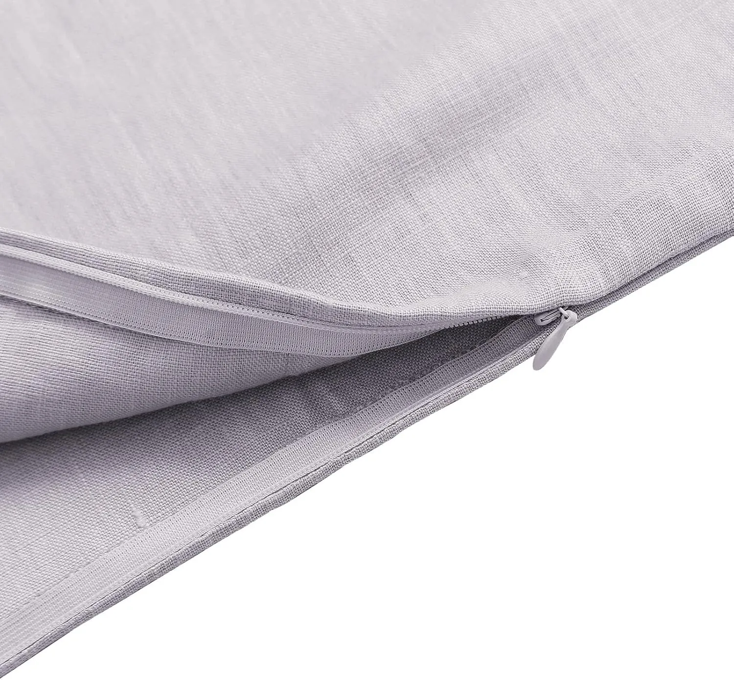 Amazhiyu Pure Linen Over The Door Laundry Hanging Hamper Bag with Bottom Zipper and Pockets Light Grey