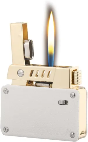 Ambrogio.L Trench Oil Lighter, Vintage Refillable Lighter Brass, Retro Soft Flame Double Burners Fire Starter for Men Women,White